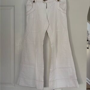 Free People Cream Button-Accent Pants